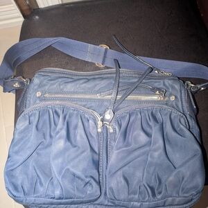 MZ Wallace Navy and Tan Crossbody Bag